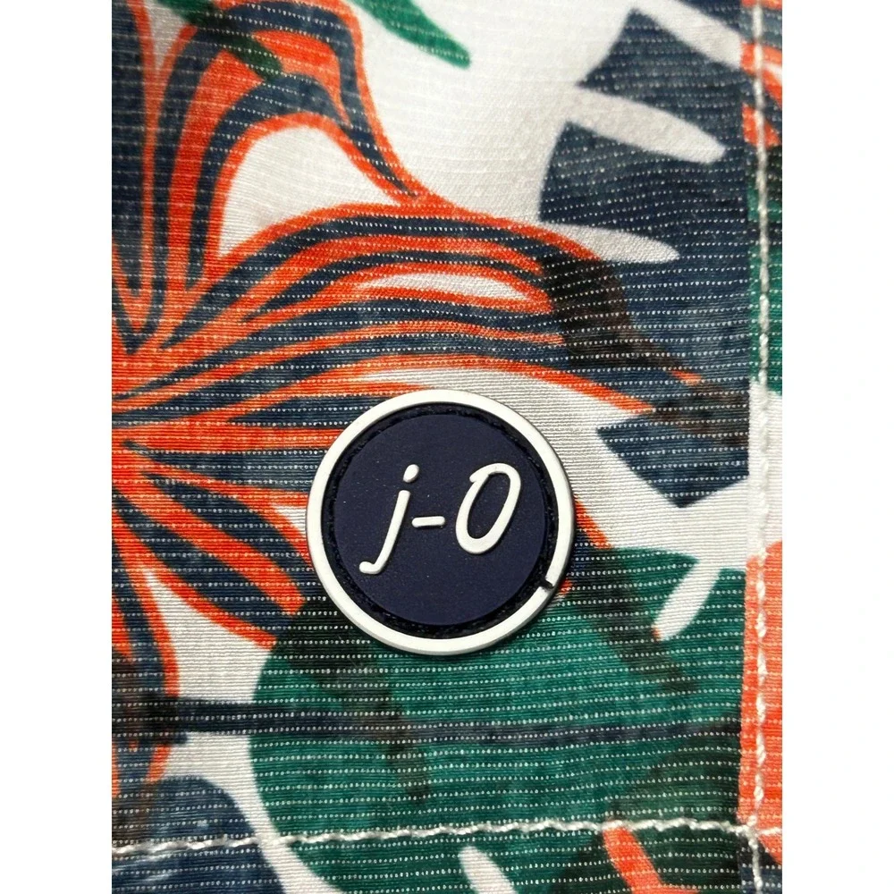 Johnnie-O Mens Medium Swim Trunks Orange Blue‎ Tropical Floral Board Shorts 7in